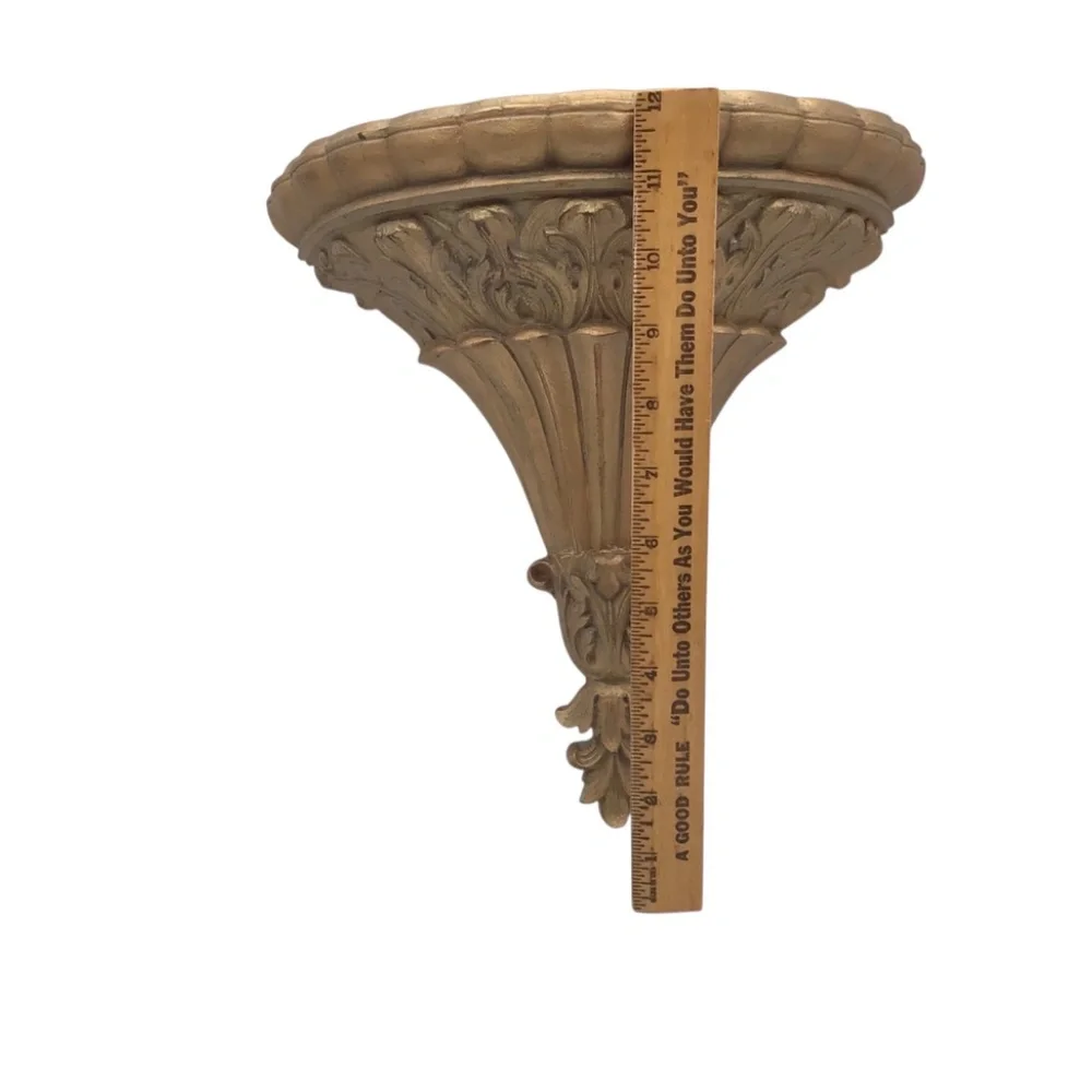 Vintage Ornate Wall Sconce: French Victorian Gold Shelf